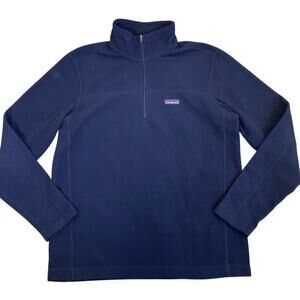 Patagonia Mens M Navy Sweater Micro D 1/4 Zip Fleece Pullover Style 26175 Casual
